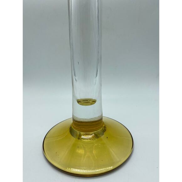 Blenko 9706 Crystal /Topaz Candle holder Bud vase 9.5 inch 1997 Rare - Picture 5 of 5